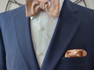 Beige & Gold Banarasi Silk Bow Tie