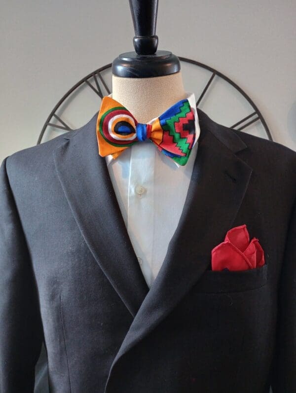 Orange/Red/Green African Design Bow Tie