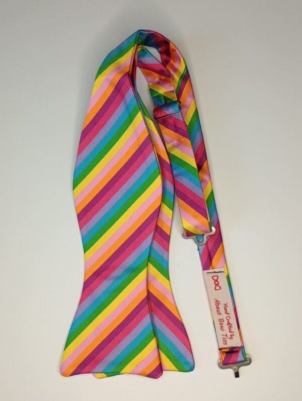 Rainbow Stripe Polyester Bow Tie