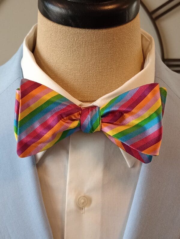 Rainbow Stripe Polyester Bow Tie