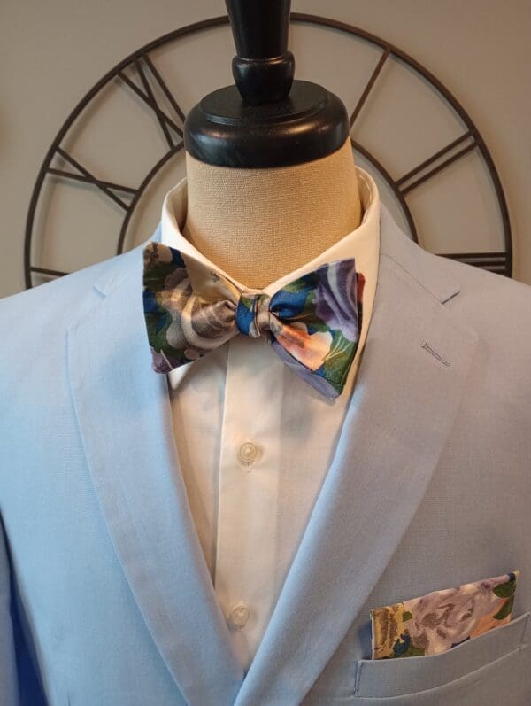 Lavender Floral Satin Bow Tie