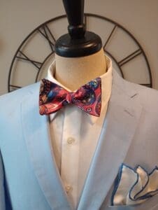 Red Paisley Satin Bow Tie