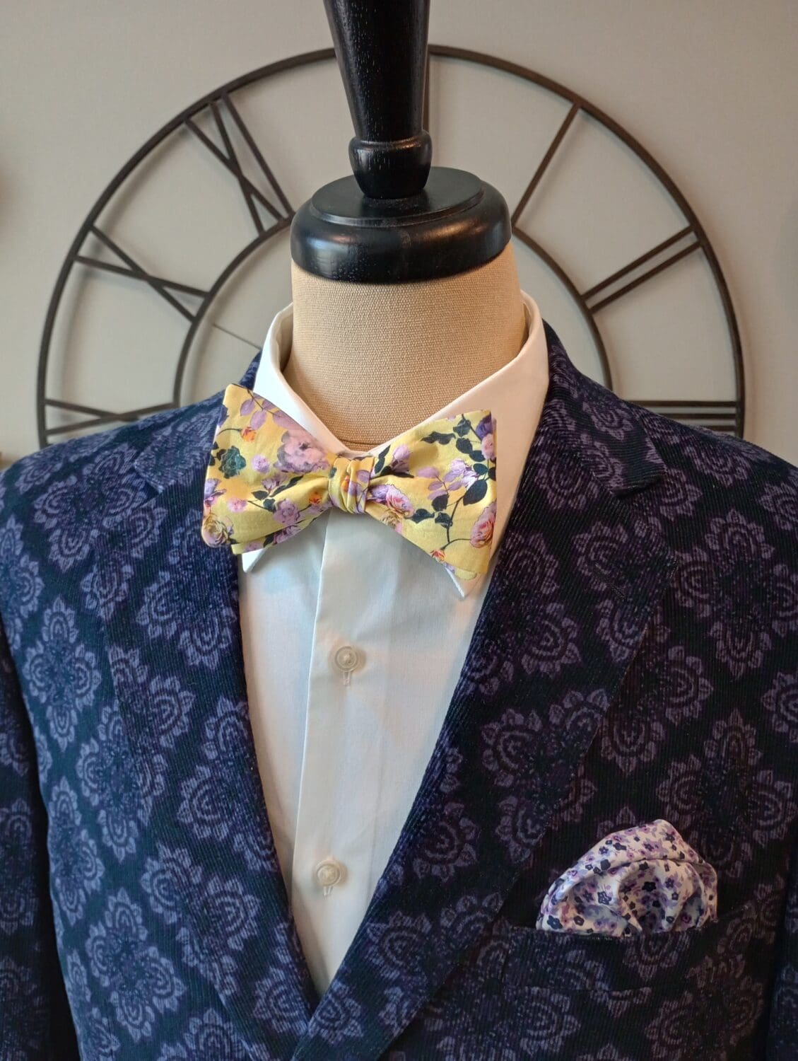 Yellow Floral Bow Tie