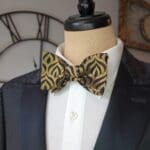 Black & Gold Motif Silk Brocade Bow Tie