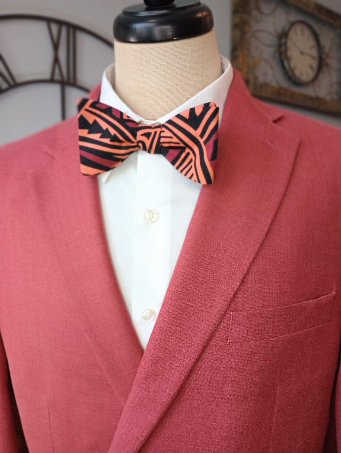 Orange Hawaiian Tribal Bow Tie