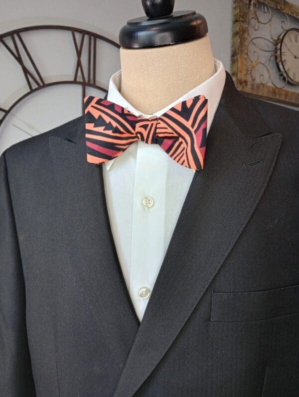 Orange Hawaiian Tribal Bow Tie